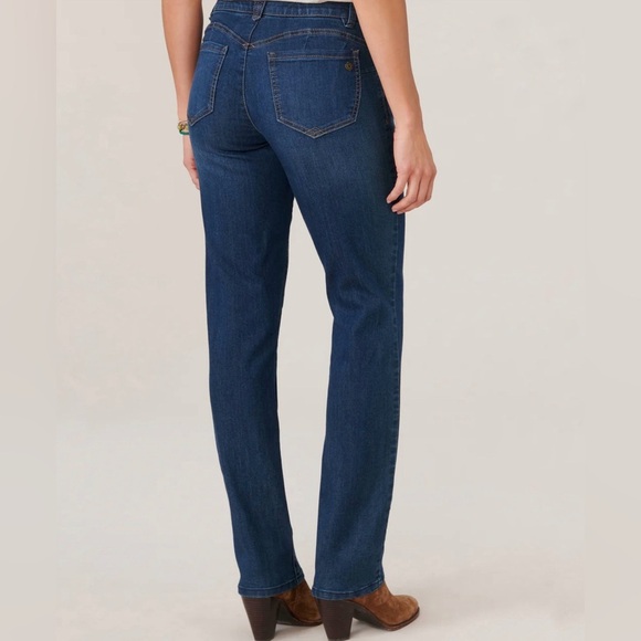 Democracy Indigo Wash "Ab"solution® Straight Leg Jean Mid Rise High Stretch 16 - Picture 2 of 9